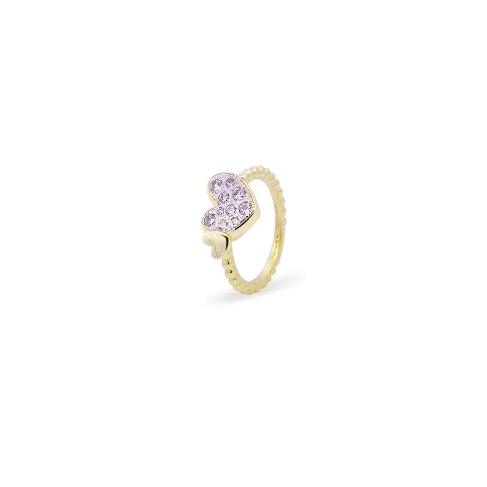 Rue Des Mille Heart Pave Oversized Stardust Ten White Zircons Ring