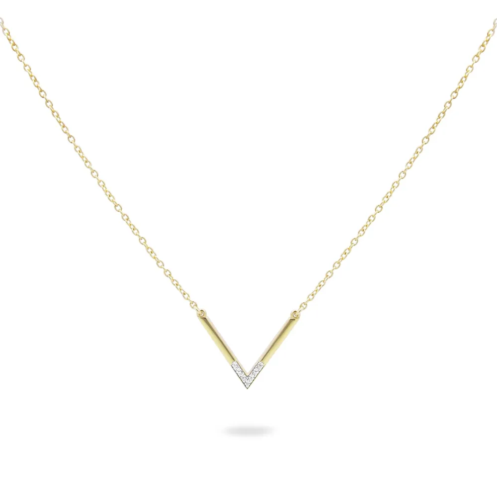 Rue des Mille Shapes Minimal V Necklace with Zircons