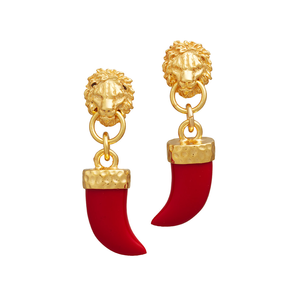 Giovanni Raspini Golden Lion and Fang Earrings