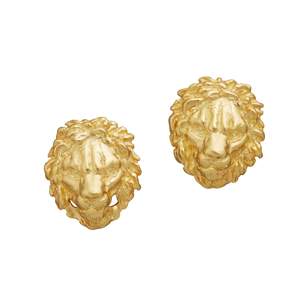 Giovanni Raspini Lion Heads Earrings Gilded