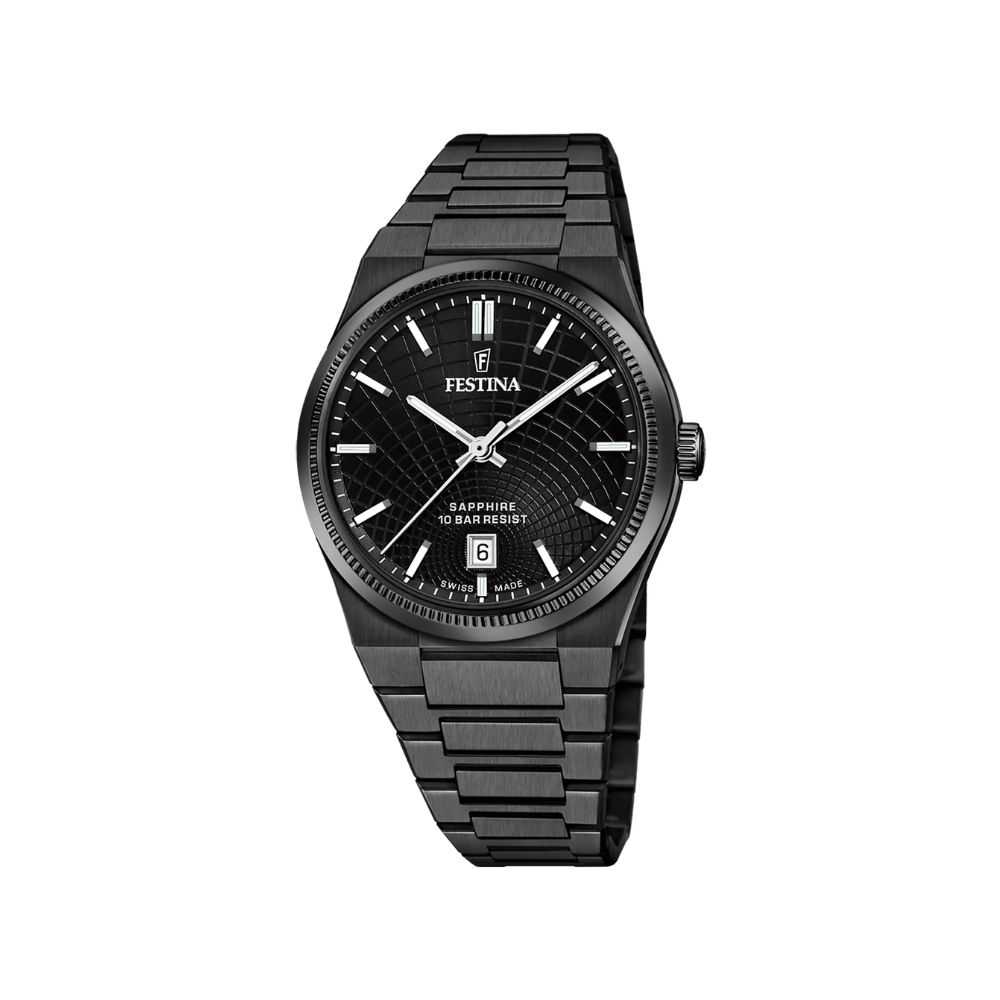Festina Swiss Made Black Steel Quarz 40 mm Uhr