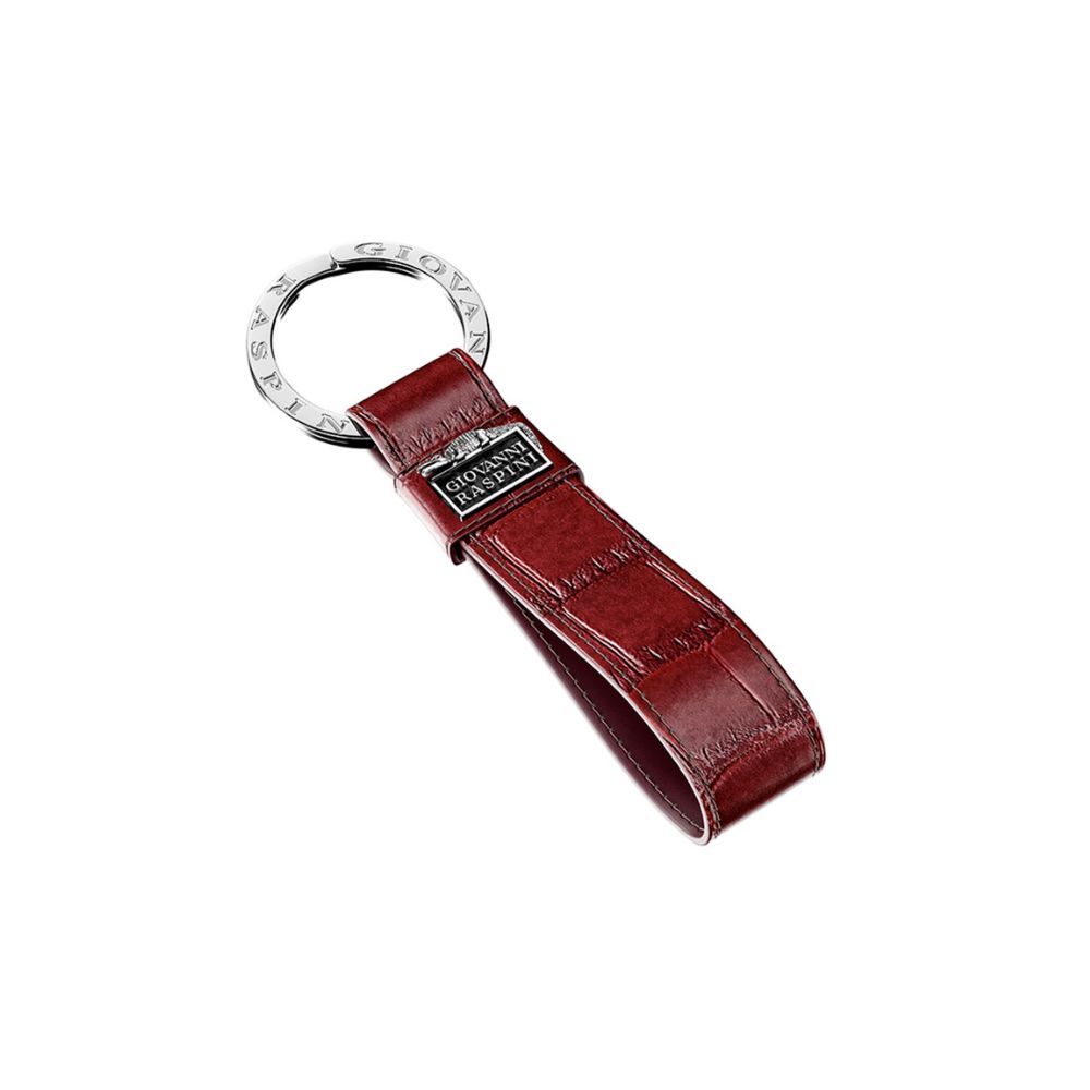 Portachiavi Giovanni Raspini Pelle Croco Borgogna 10,4 cm