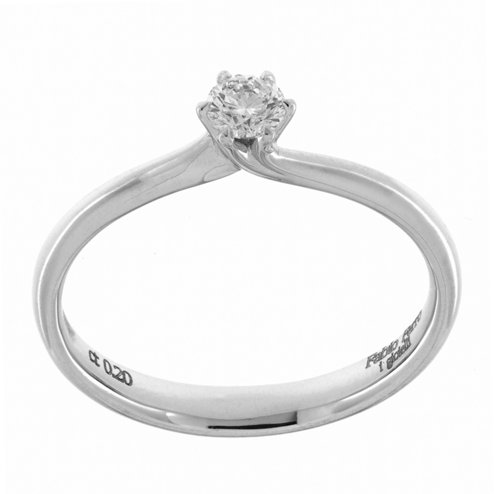 Engagement Ring Fabio Ferro White Gold Mini Crown with Diamond