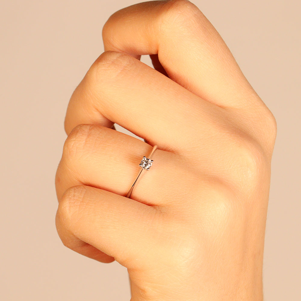 Anello Di Fidanzamento Placcato Oro 14K Su Argento 925 Con Zirconia Cubica - Design A Fibbia Regolabile, Anello Impilabile Donna Elegante