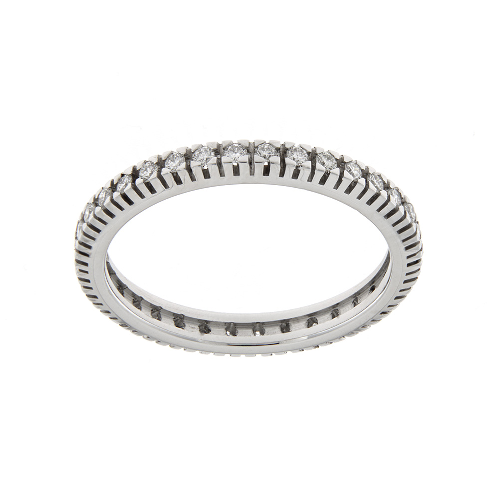 Anello Eternity Fascia In Oro Massiccio 14k Con Diamanti Sintetici (DEF VS~VVS) - Ipoallergenico, Non Sbiadisce