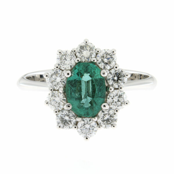 Fabio Ferro Kate Grande Ring with Emerald in White Gold and Diamonds