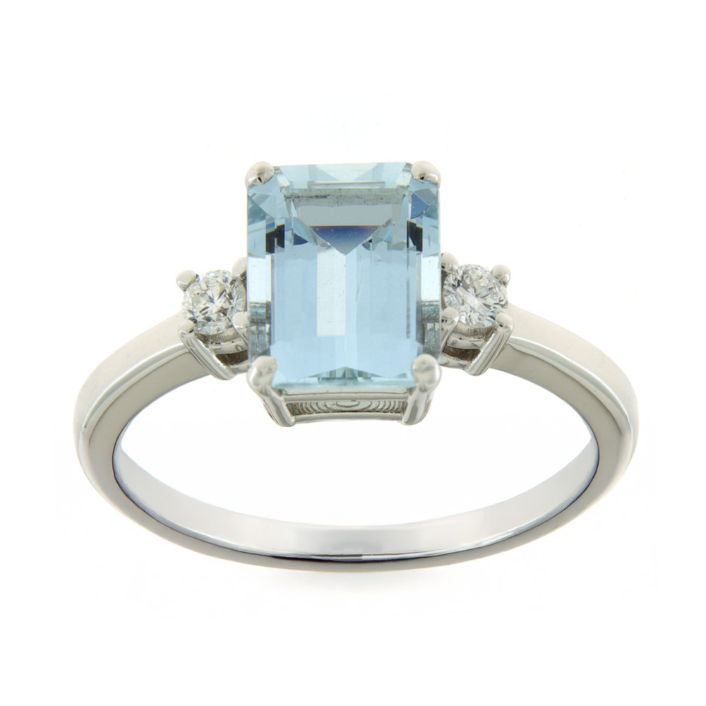 Fabio Ferro Ring in White Gold with Aqua Marina and Diamonds 0.14 Carats Fabio Ferro Ring in White Gold with Aqua Marina and Diamonds 0.14 Carats