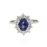 Fabio Ferro Kate Grande Ring with Ceylon Sapphire in White Gold and Diamonds