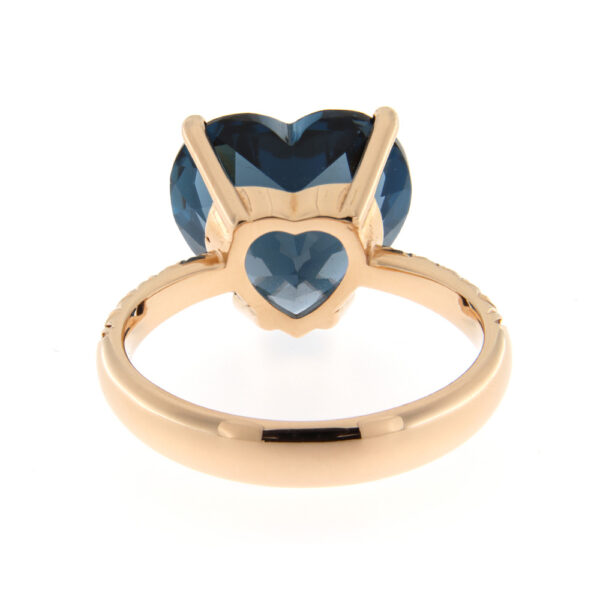 Fabio Ferro Heart Ring with London Topaz and Diamonds in Rose Gold
