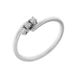 Fabio Ferro Trilogy Asymmetrical White Gold Ring with 0.10 Carat Diamonds