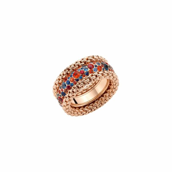 Fope Bubble Collection Ring aus Roségold mit mehrfarbigen Saphiren