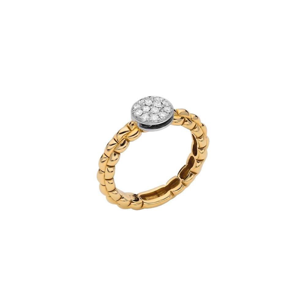 Anello Fope Collezione Eka in Oro Giallo con Pave di Diamanti