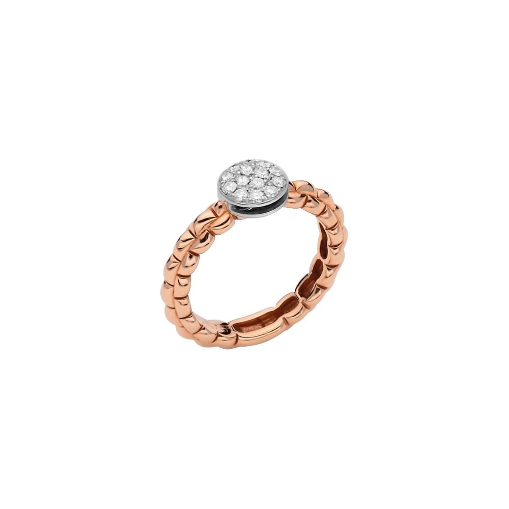 Anello Fope Collezione Eka in Oro Rosa con Pave di Diamanti