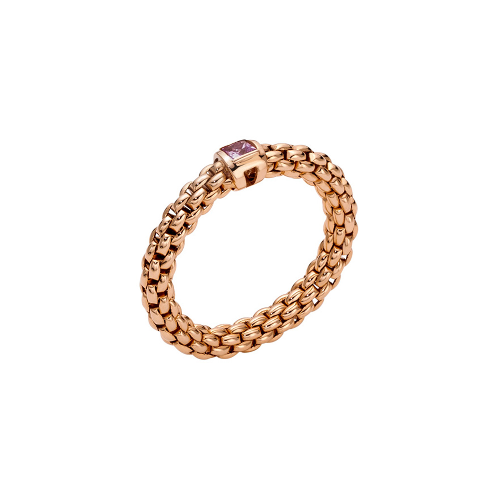 Anello Fope Collezione Souls Flex It in Oro Rosa con Zaffiro Rosa