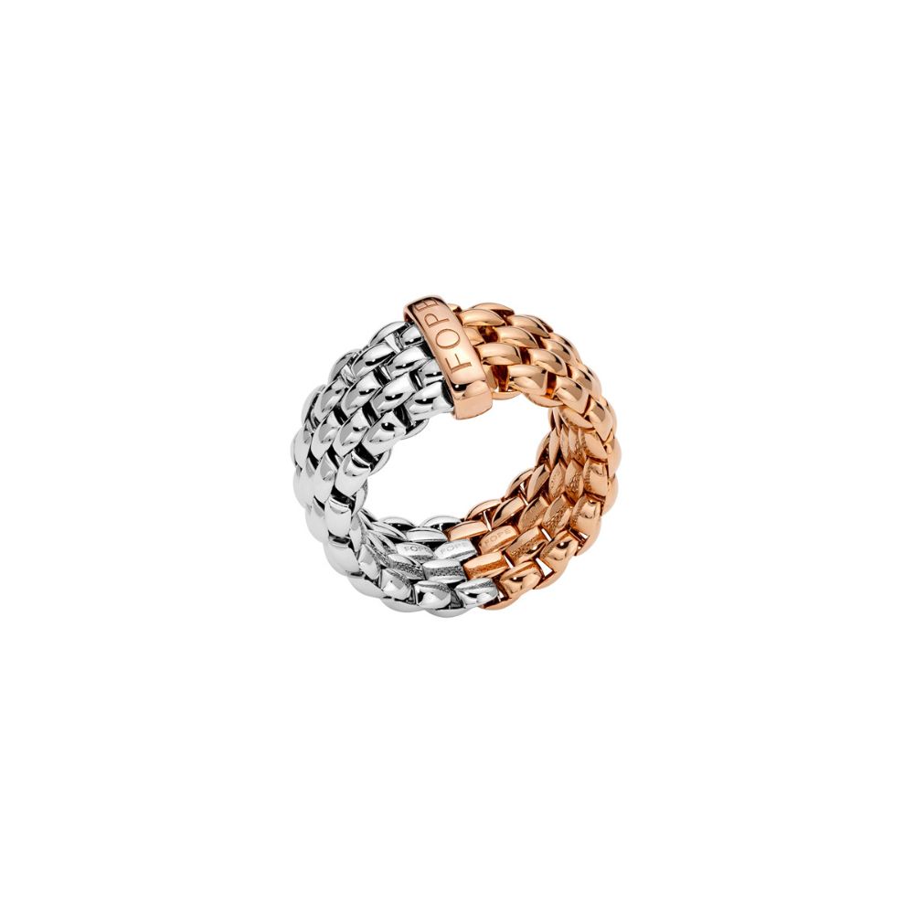 Anello Fope Flexit Collezione Essentials in Oro Rosa e Bianco