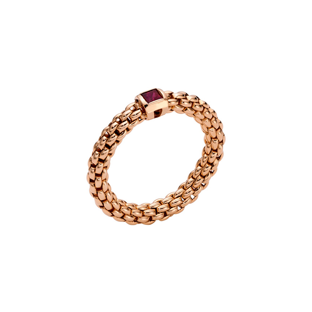 Anello Fope Souls Flex It in Oro Rosa con Rubino