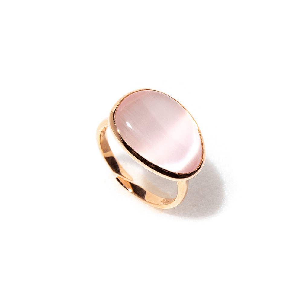 Anello Madi Laguna Goccia con Quarzo Idrotermale Rosa