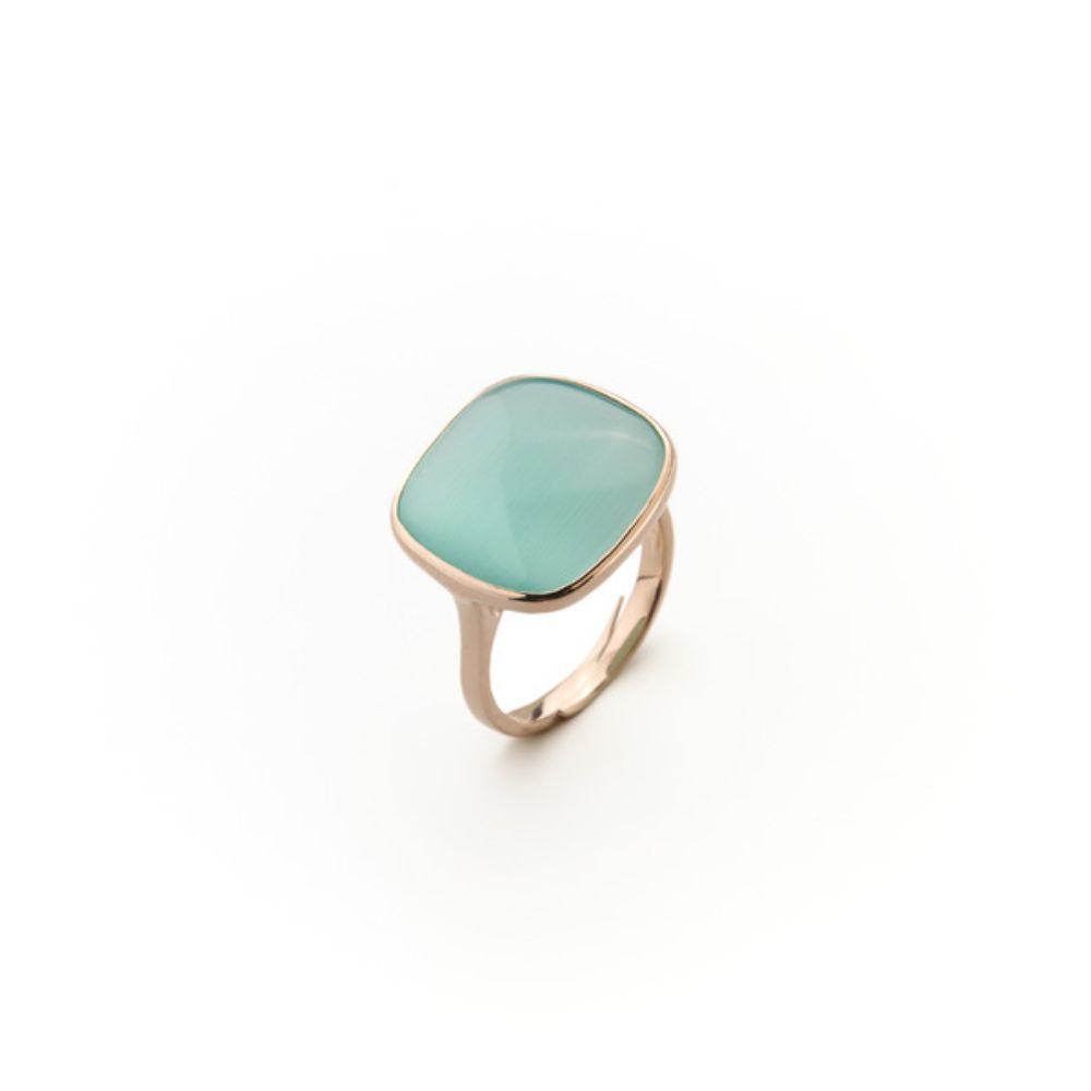 Anello Madi Marea con Quarzo Idrotermale Verde Acqua