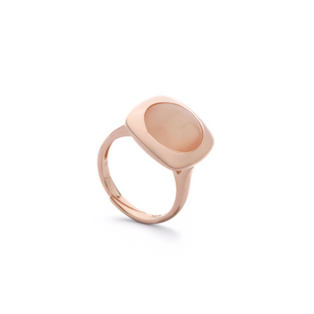 Anello Madi Oblo con Quarzo Beige