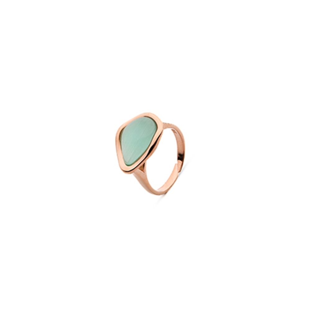 Anello Madi Onda con Quarzo Idrotermale Verde Acqua
