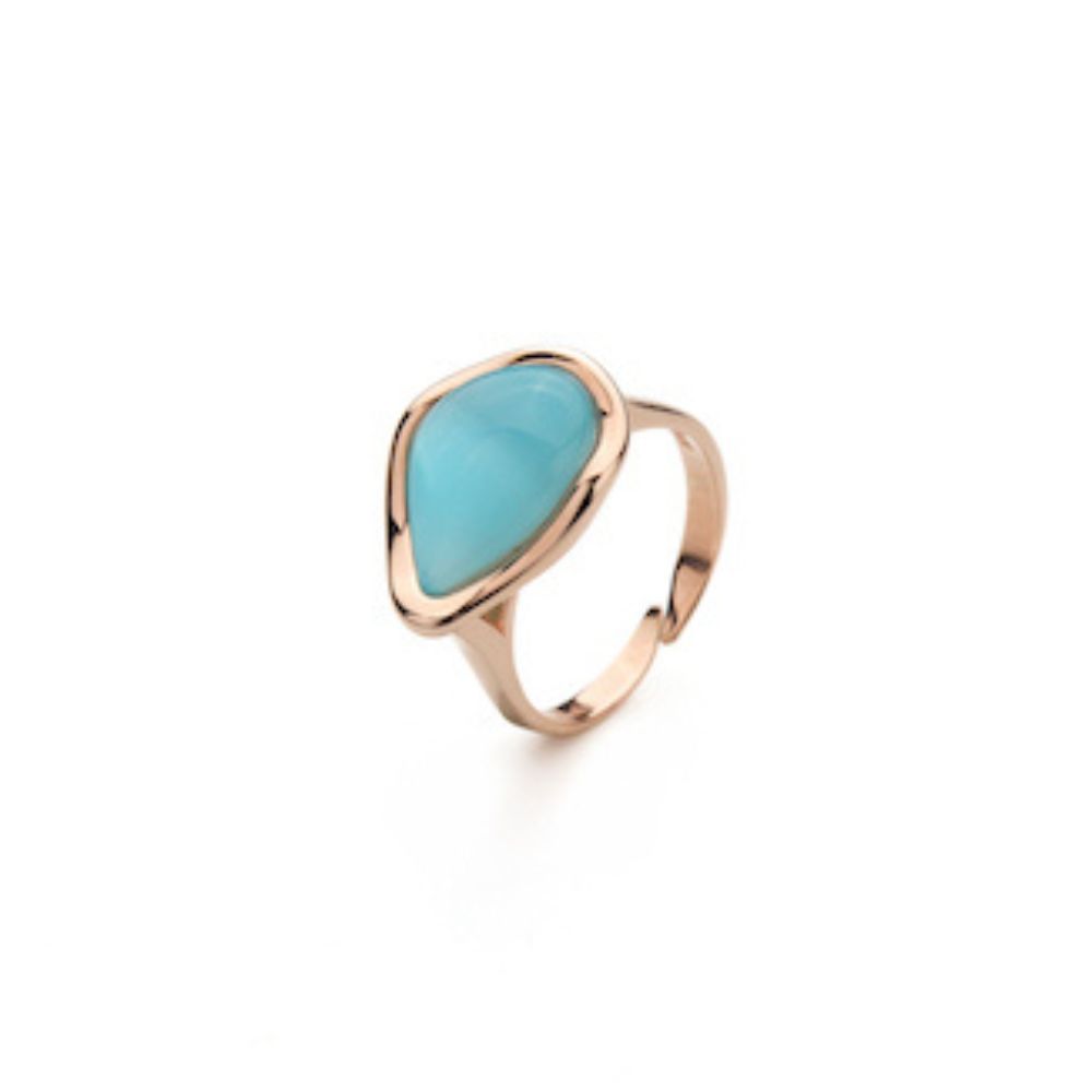 Anello Madi Onda con Quarzo Idrotermale Azzurro