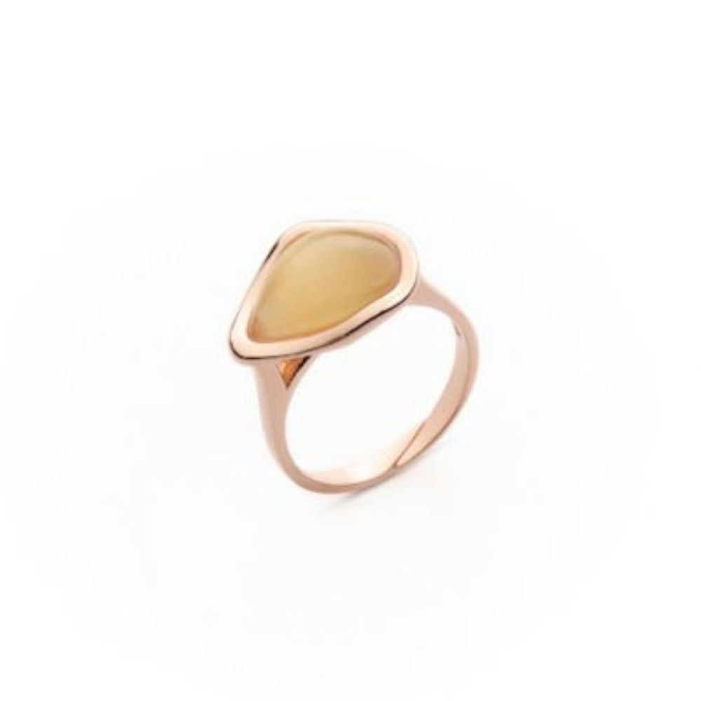 Anello Madi Onda con Quarzo Idrotermale Beige