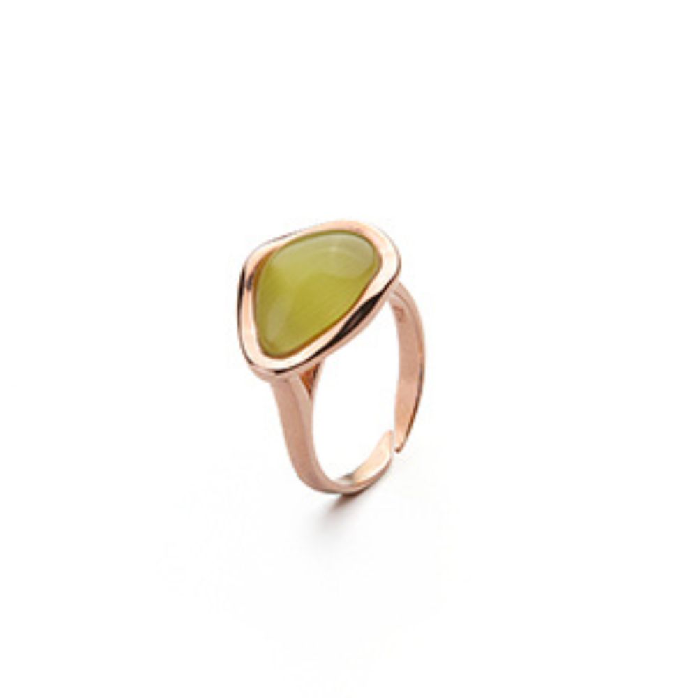Anello Madi Onda con Quarzo Idrotermale Verde