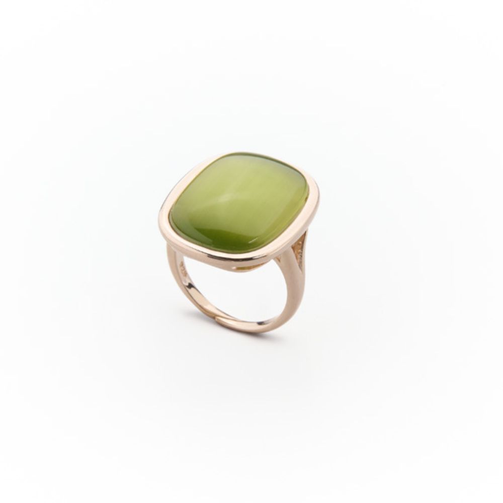 Anello Madi Settanta con Quarzo Idrotermale Verde