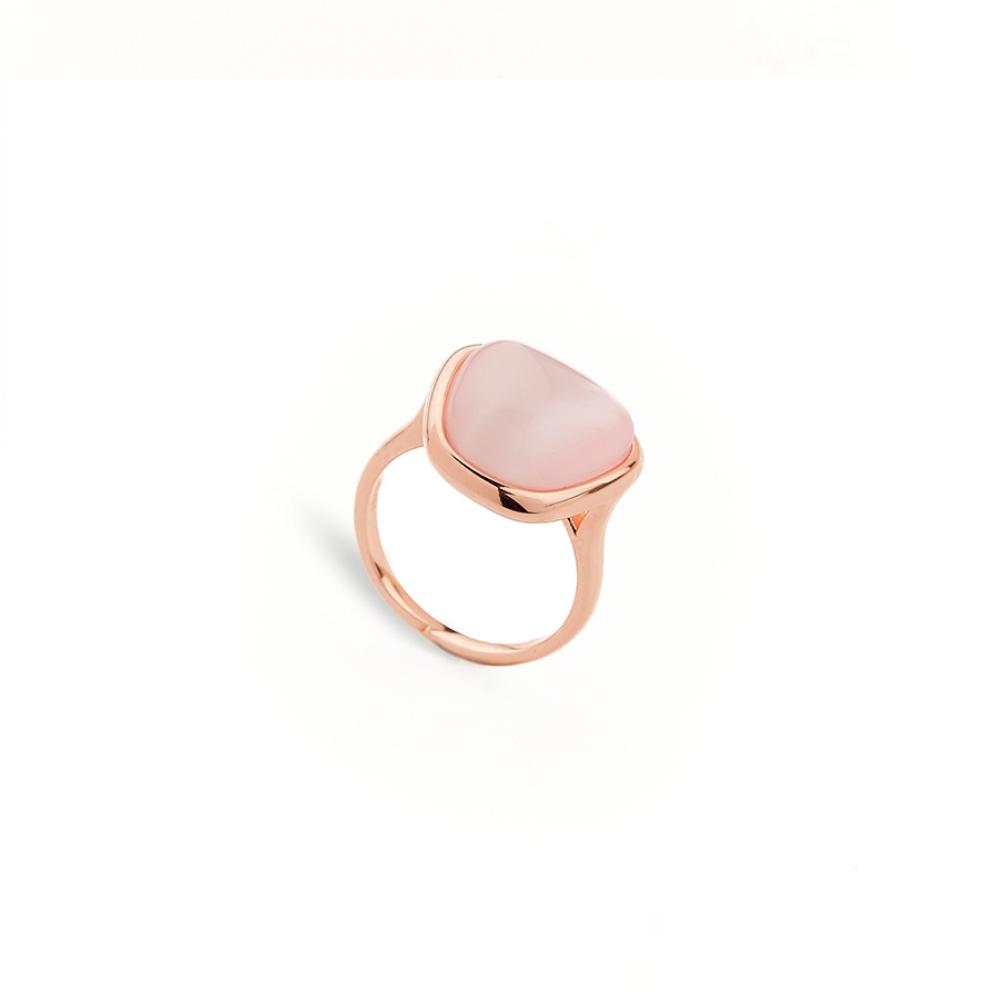 Anello Madi Solitario Collezione Laguna con Quarzo Idrotermale Rosa