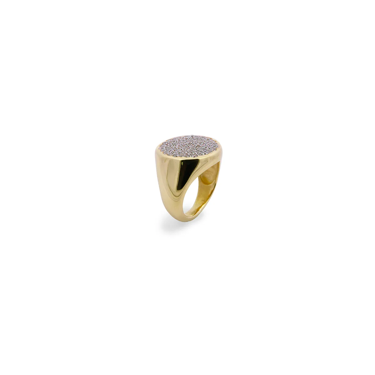 Ring Rue des Mille Shield Pavè Zircons Pink Galvanic Yellow