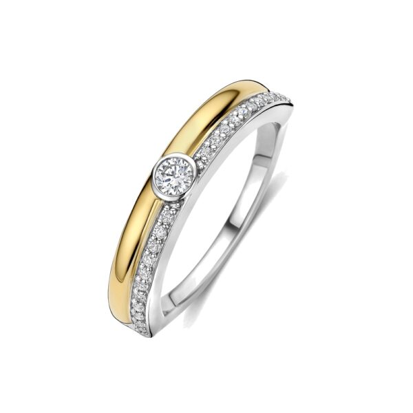 Anello Ti Sento Milano Bicolore con Zircone e Pave