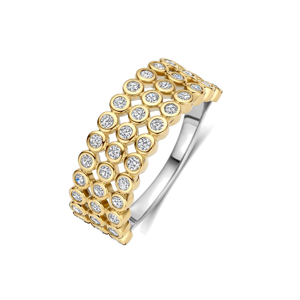 Anello Ti Sento Milano Dorato a Tre File di Zirconi Anello Ti Sento Milano Dorato a Tre File di Zirconi