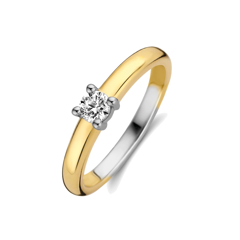 Anello Ti Sento Milano Solitario Dorato 4mm con Zircone Bianco Anello Ti Sento Milano Solitario Dorato 4mm con Zircone Bianco