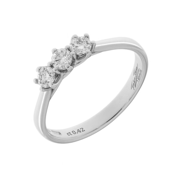Trilogy Fabio Ferro Ring in White Gold with Brilliant Cut Diamonds 0.55 Carat