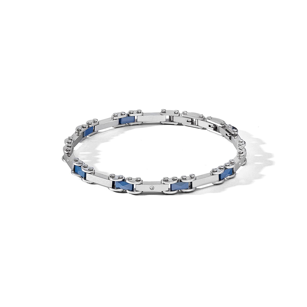 Bracciale Comete in Acciaio e Ceramica Blu