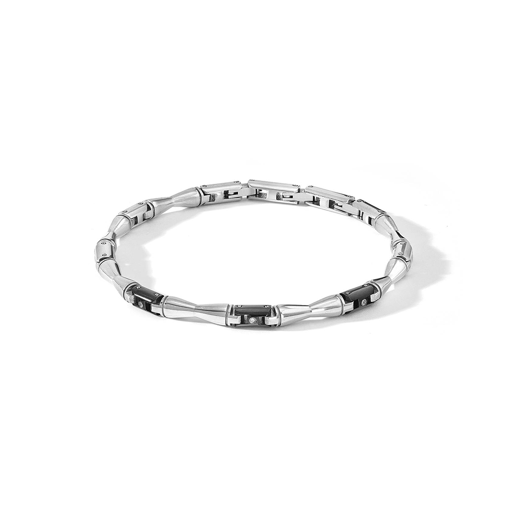 Bracciale Comete in Acciaio Tubolare Diamanti