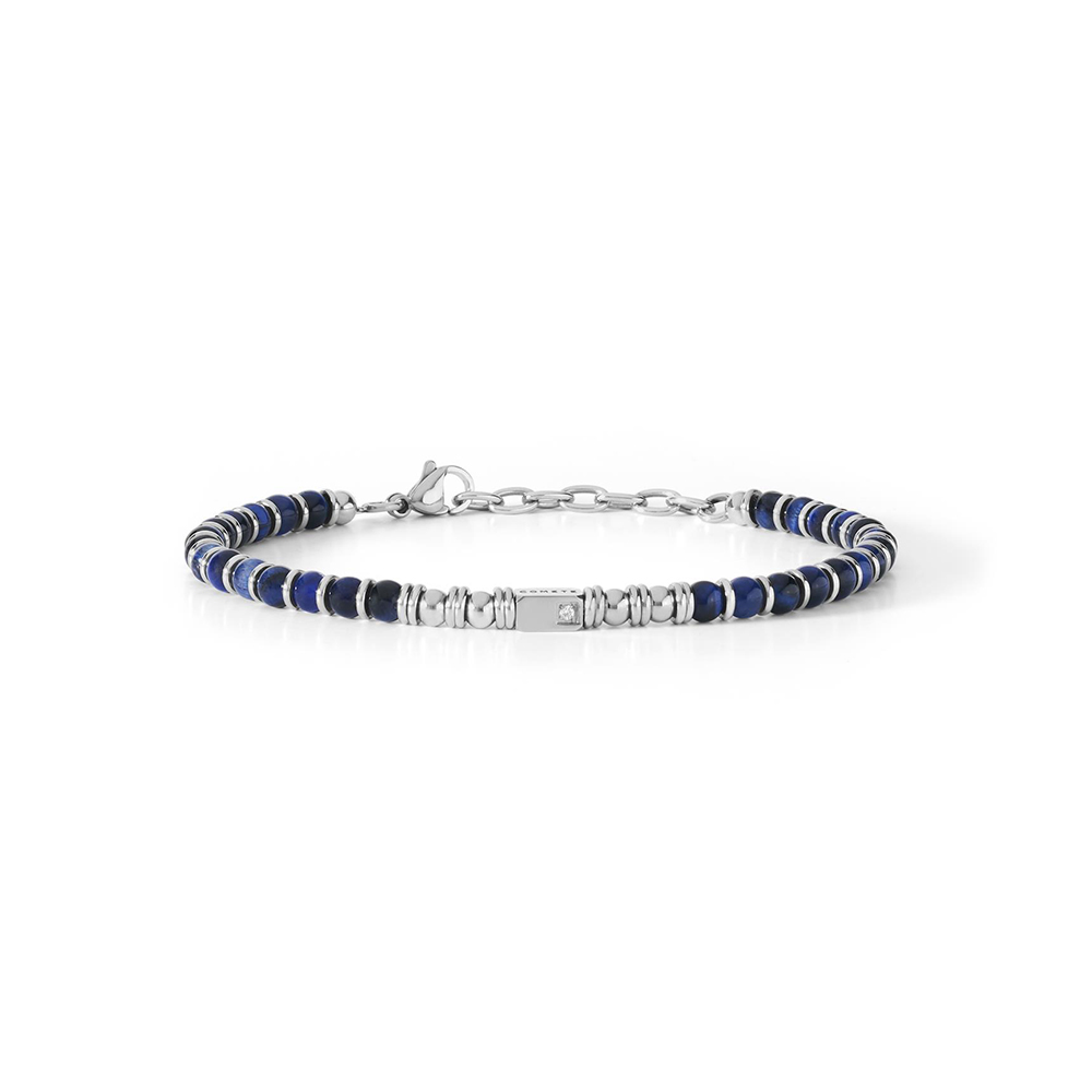 Bracciale Comete in Acciaio e Agata Blu