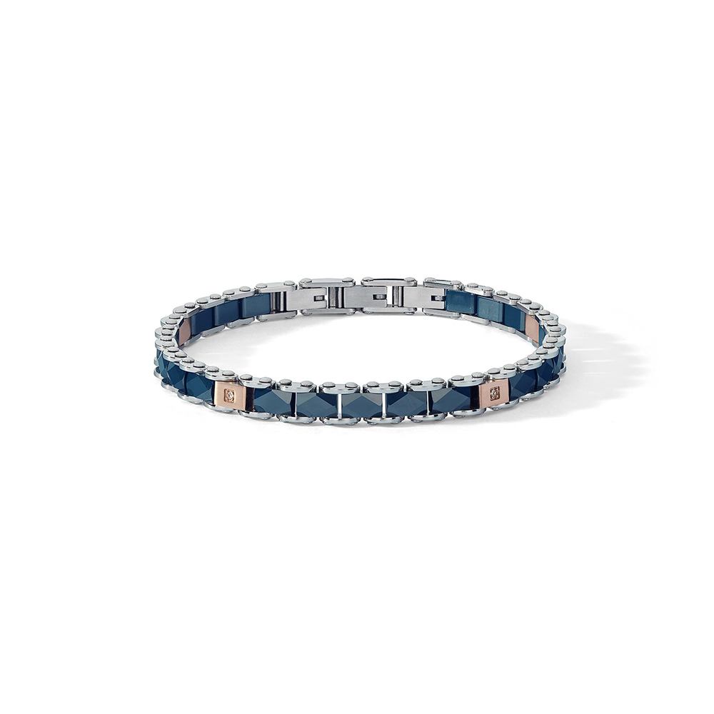 Bracciale Comete in Acciaio e Ceramica Blu