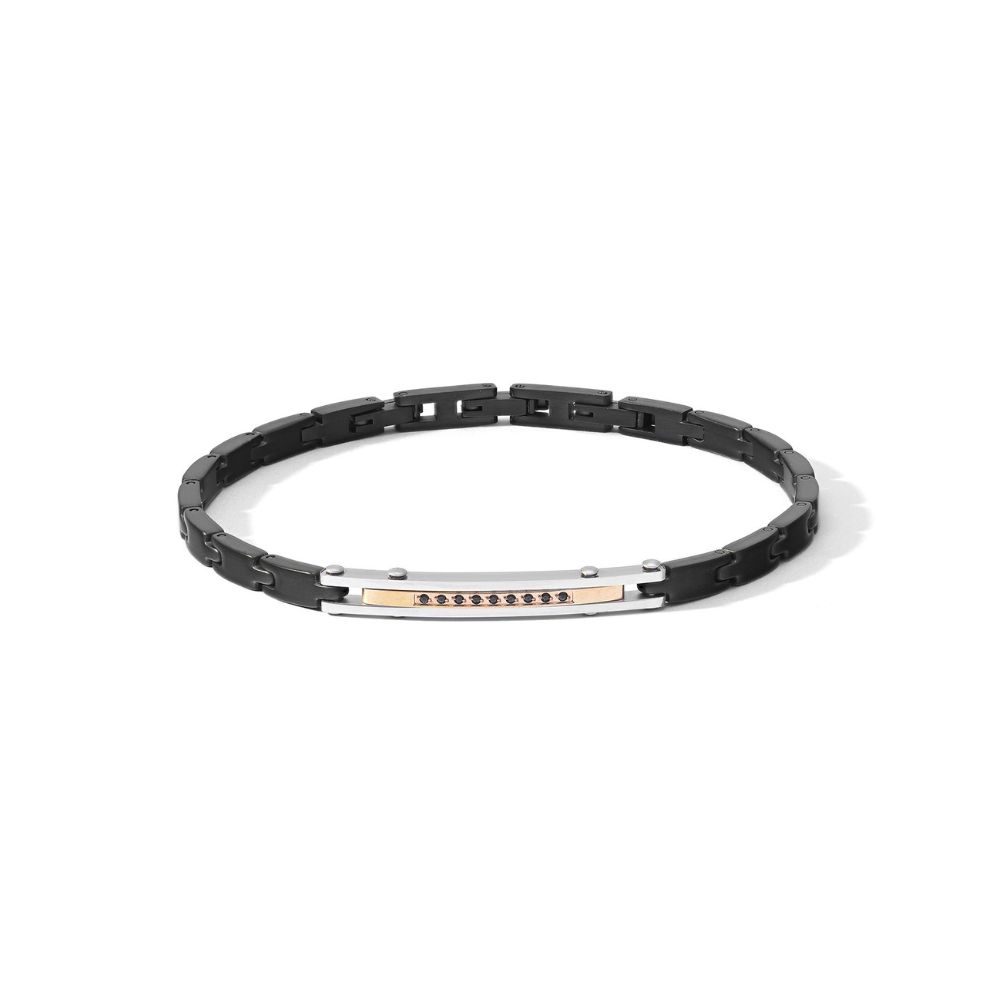 Comete Stahl Pvd Schwarz Rose und Schwarz Zirkone Armband