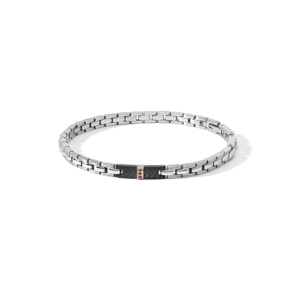 Comete Stahl PVD Schwarz Rose und Zirkon Armband