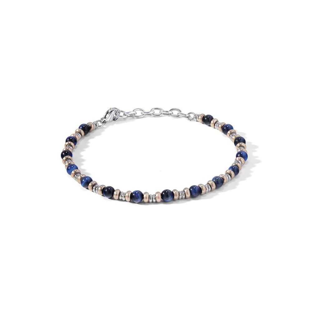 Comete Armband aus rosa PVD-Stahl und blauem Achat