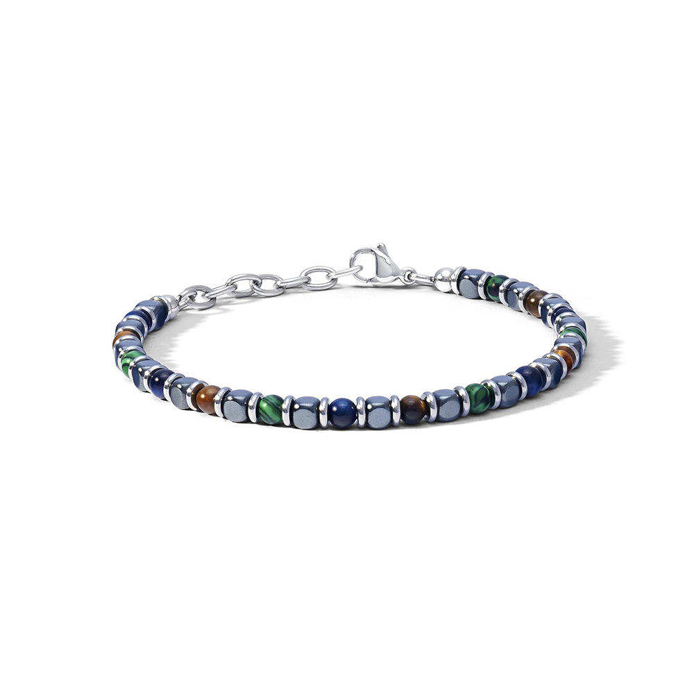 Bracciale Comete in Acciaio con Pietre Dure Naturali