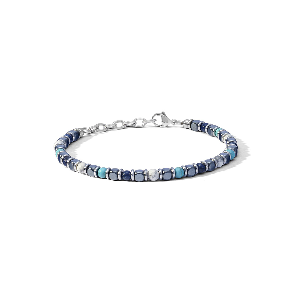 Bracciale Comete in Acciaio con Pietre Dure Naturali