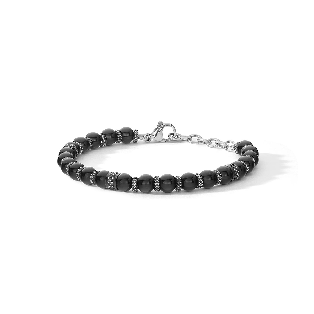 Bracciale Comete in Acciaio PVD e Onice Nero