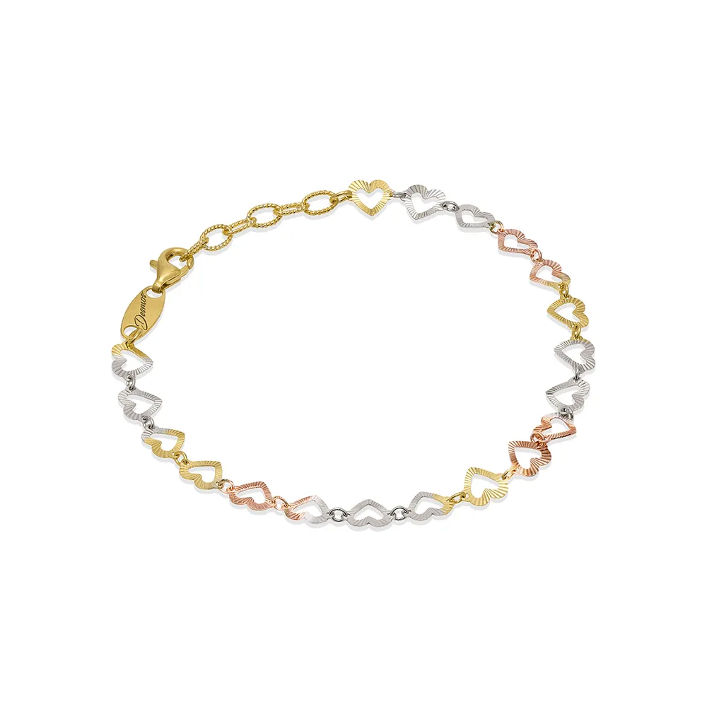 Desmos Art Heart Bracelet In Rose Yellow White Silver