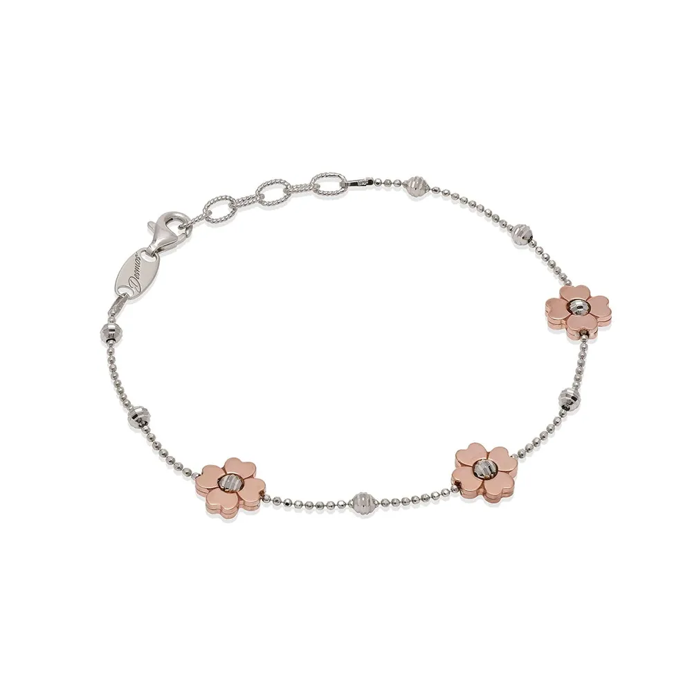 Desmos Passion Flowers Bracelet In Rose Silver