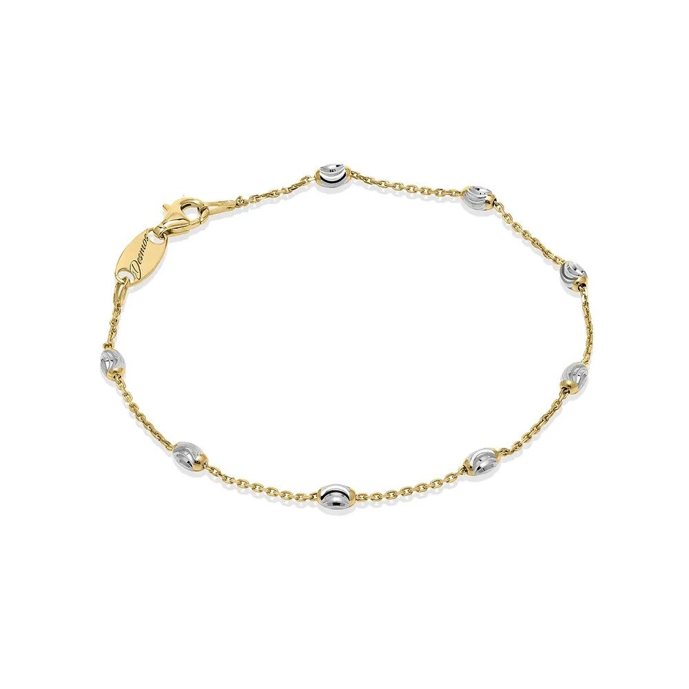 Desmos Station Moon Bracelet In White And Yellow Silver