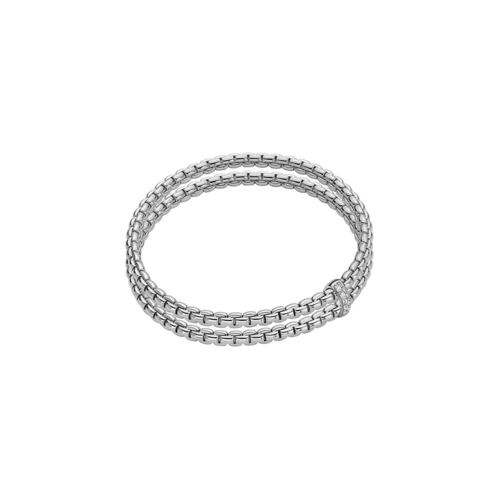 Bracciale Fope Collezione Eka Flex It in Oro Bianco con Diamanti Doppio