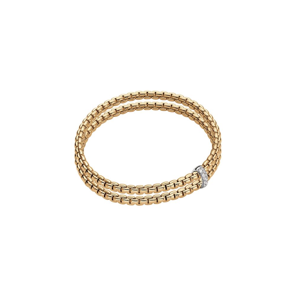 Bracciale Fope Collezione Eka Flex It in Oro Giallo con Diamanti Doppio