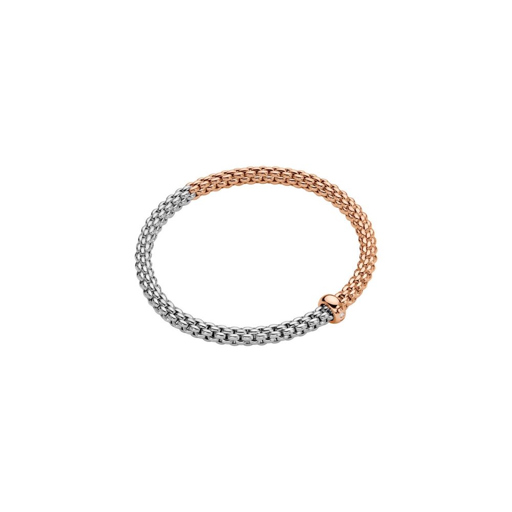 Bracciale Fope Collezione Solo Flex It in Oro Bianco e Rosa con Diamante